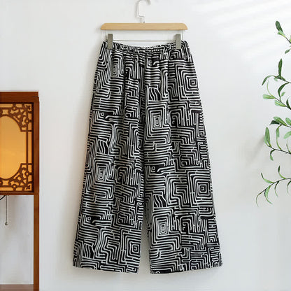 Pantaloni da salotto in jacquard con stampa a chiave greca - Nero - XL - image 3