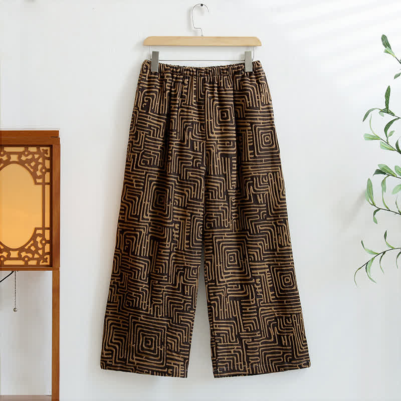 Pantaloni da salotto in jacquard con stampa a chiave greca - Caffè - XL - image 2