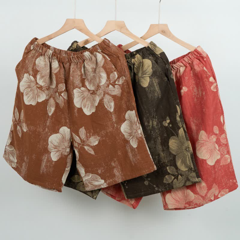 Pantaloncini da pigiama in cotone jacquard ibisco - image 1