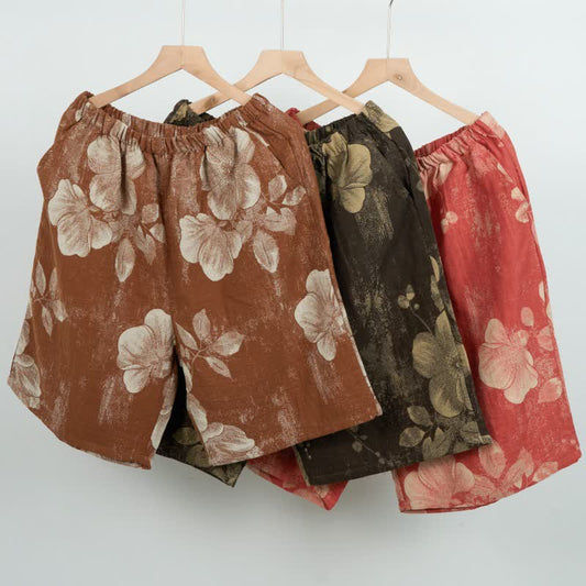 Pantaloncini da pigiama in cotone jacquard ibisco - image 1
