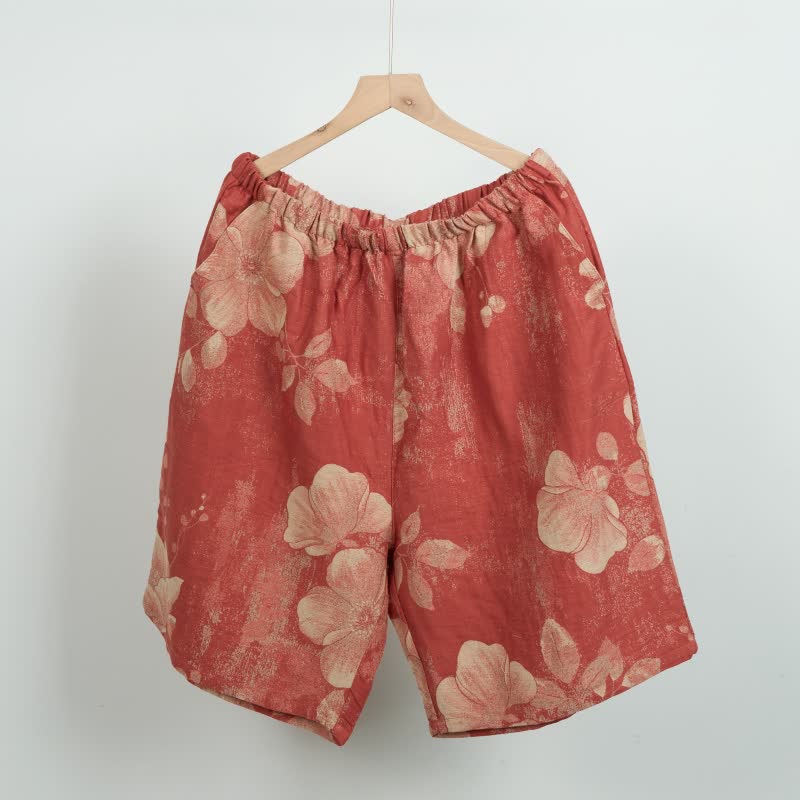 Pantaloncini da pigiama in cotone jacquard ibisco - Arancia - XL - image 2