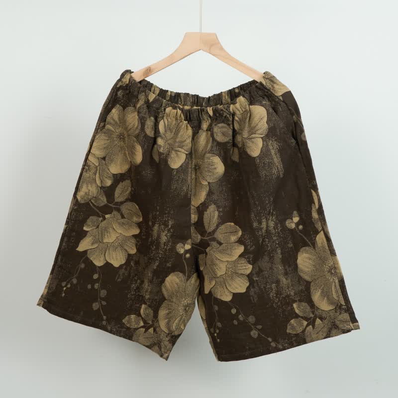 Pantaloncini da pigiama in cotone jacquard ibisco - Nero - XL - image 7