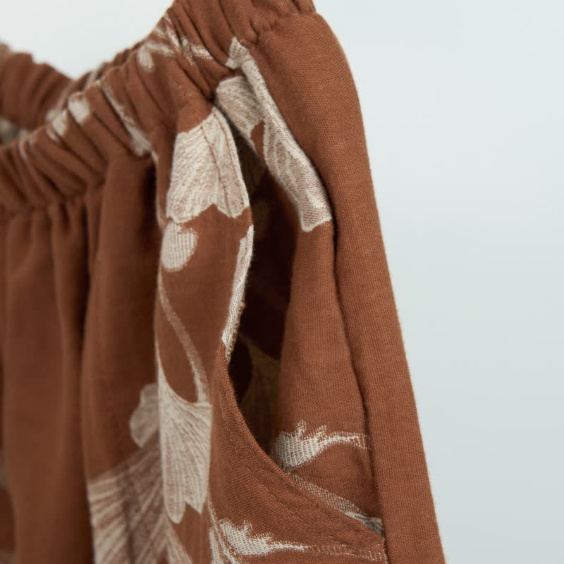 Pantaloncini da pigiama in cotone jacquard con foglie di ginkgo - image 8