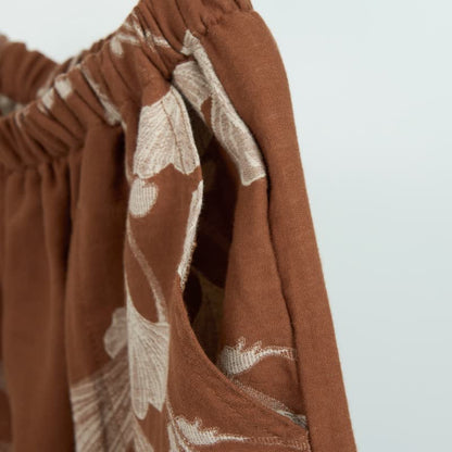 Pantaloncini da pigiama in cotone jacquard con foglie di ginkgo - image 8