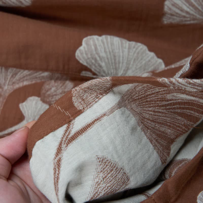 Pantaloncini da pigiama in cotone jacquard con foglie di ginkgo - image 7