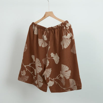 Pantaloncini da pigiama in cotone jacquard con foglie di ginkgo - image 5