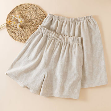 Pantaloncini da pigiama in cotone e lino coordinati per coppia - image 1