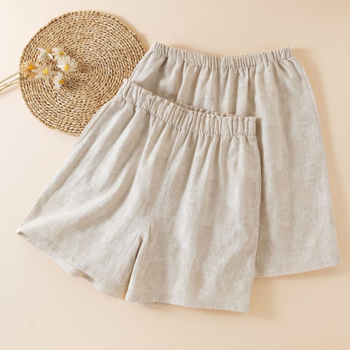 Pantaloncini da pigiama in cotone e lino coordinati per coppia - image 1