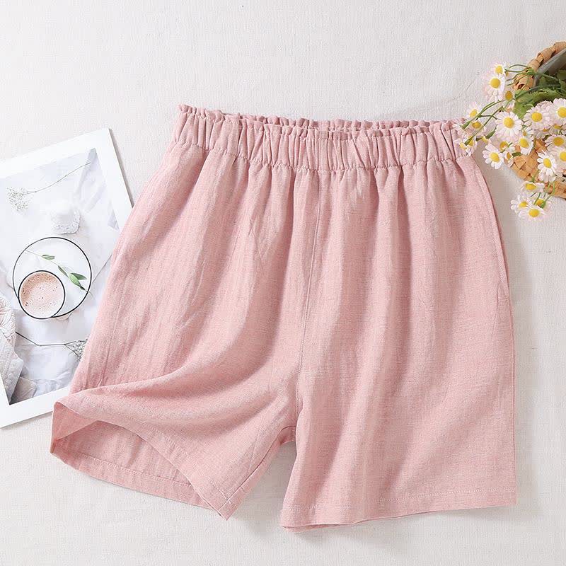 Pantaloncini da pigiama in lino e cotone naturale - Rosa - XL - image 11