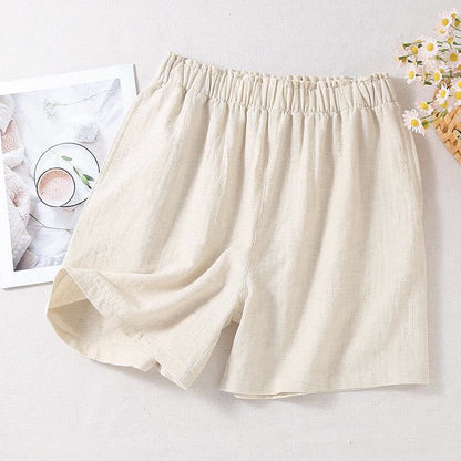Pantaloncini da pigiama in lino e cotone naturale - Bianco - XL - image 4
