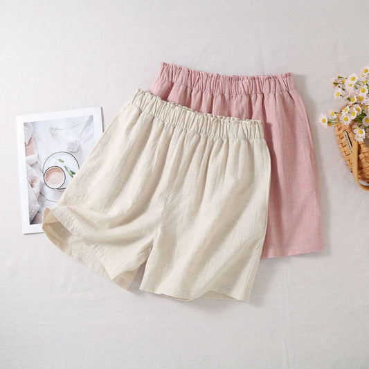 Pantaloncini da pigiama in lino e cotone naturale - image 1