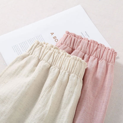Pantaloncini da pigiama in lino e cotone naturale - image 3