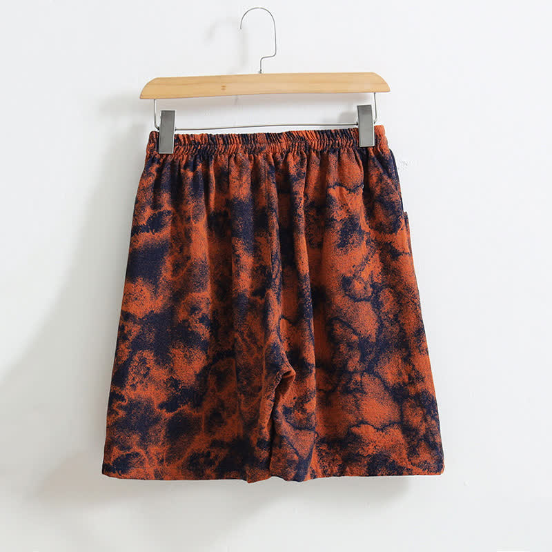 Pantaloncini da pigiama in cotone e lino jacquard artistico - image 2