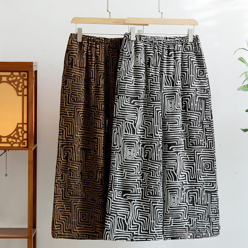 Pantaloni da salotto in jacquard con stampa a chiave greca - image 1