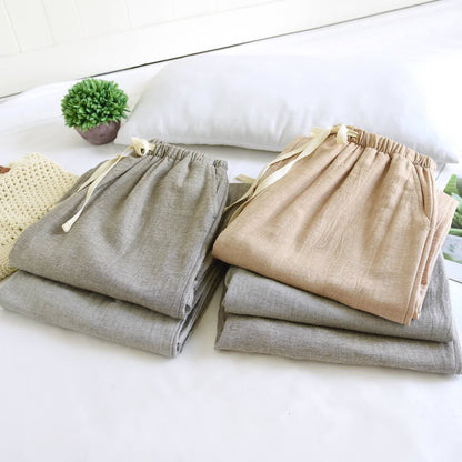Pantaloni da salotto in cotone e lino coordinati per coppie - image 2
