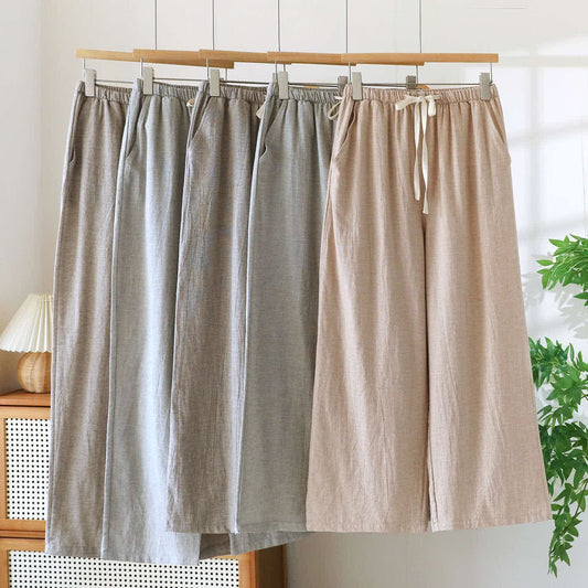 Pantaloni da salotto in cotone e lino coordinati per coppie - image 1