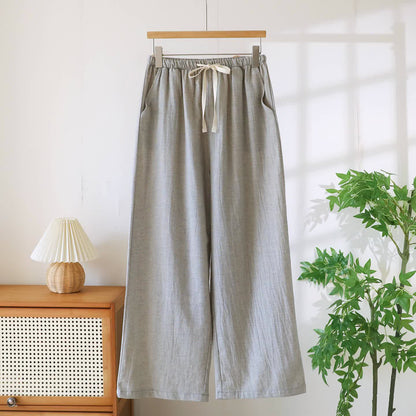 Pantaloni da salotto in cotone e lino coordinati per coppie - Grigio - Donne - 2XL - image 13