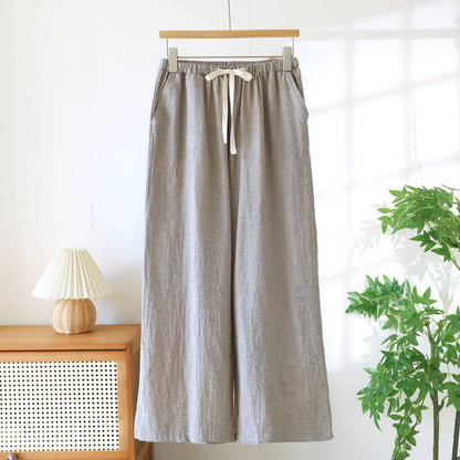 Pantaloni da salotto in cotone e lino coordinati per coppie - Caffè leggero - Donne - 2XL - image 15