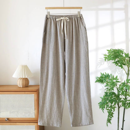 Pantaloni da salotto in cotone e lino coordinati per coppie - Caffè leggero - Uomini - 2XL - image 16