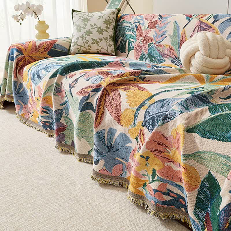 Coperta da divano con motivo floreale tropicale - image 2