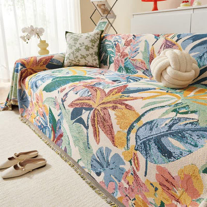 Coperta da divano con motivo floreale tropicale - 180cm x 340cm - image 1