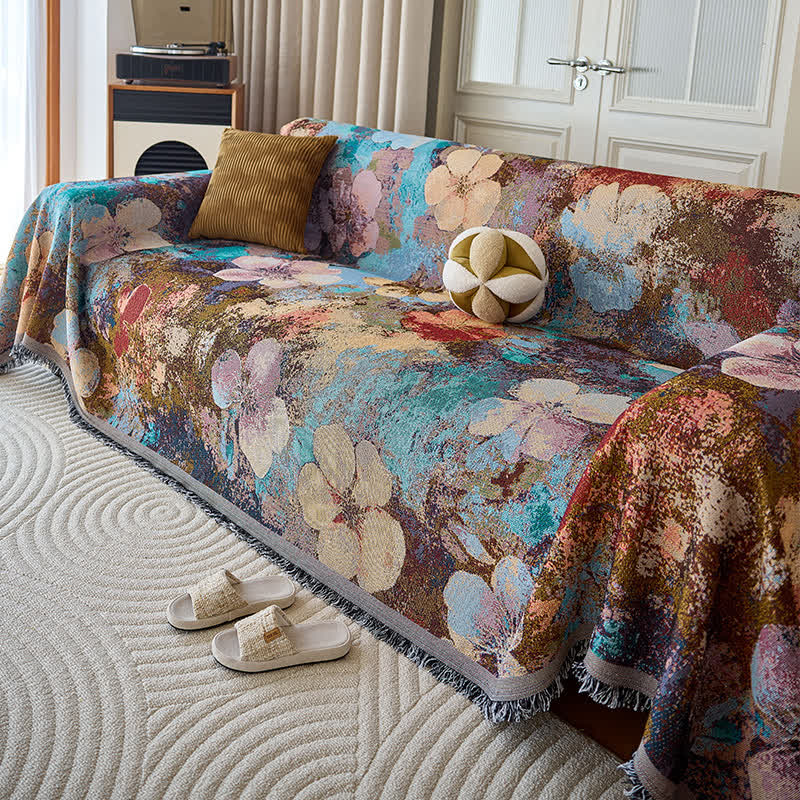 Coperta da divano con nappe floreali vintage - 180cm x 340cm - image 1