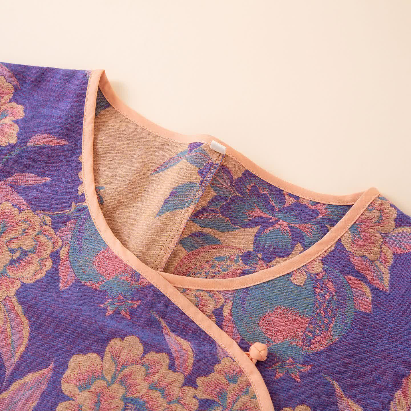 Pigiama in cotone con peonia e melograno in stile orientale - image 3