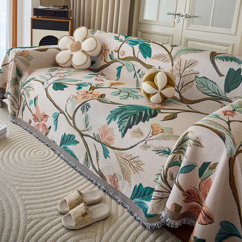 Coperta da divano con nappa a forma di foglia e ramo - 180cm x 340cm - image 1
