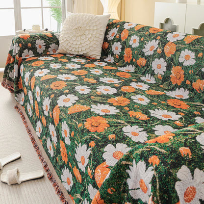 Coperta da divano in ciniglia con motivo jacquard a margherita - 180cm x 340cm - image 1