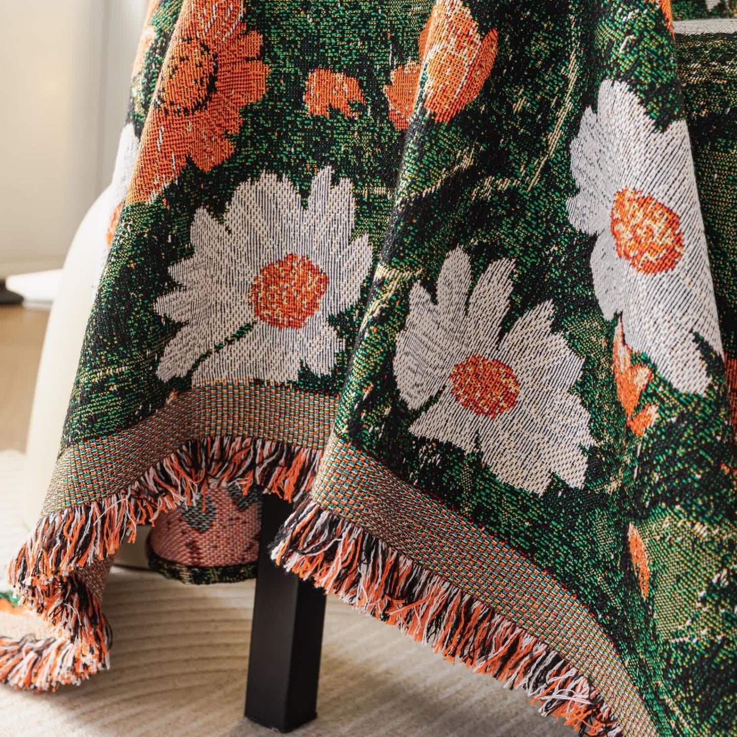Coperta da divano in ciniglia con motivo jacquard a margherita - image 5