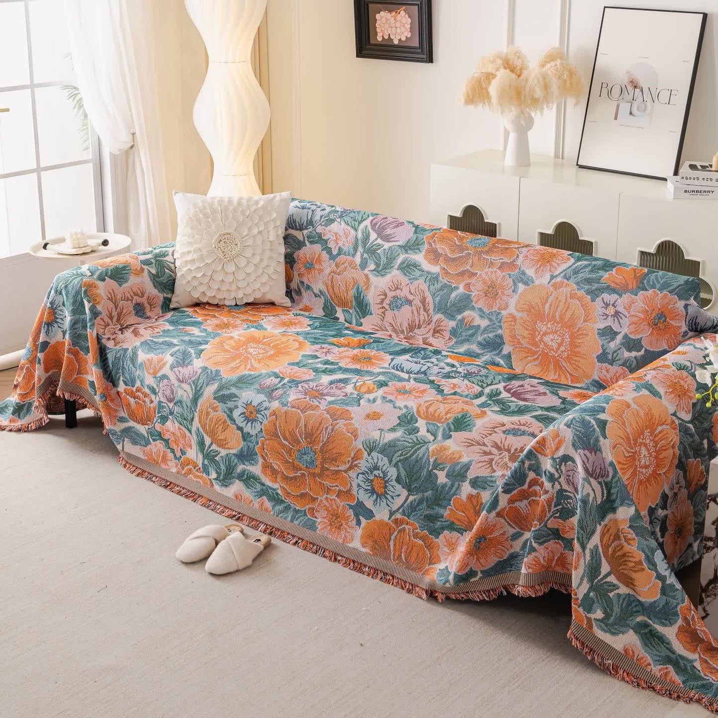 Coperta da divano in ciniglia con motivo floreale - 180cm x 340cm - image 1