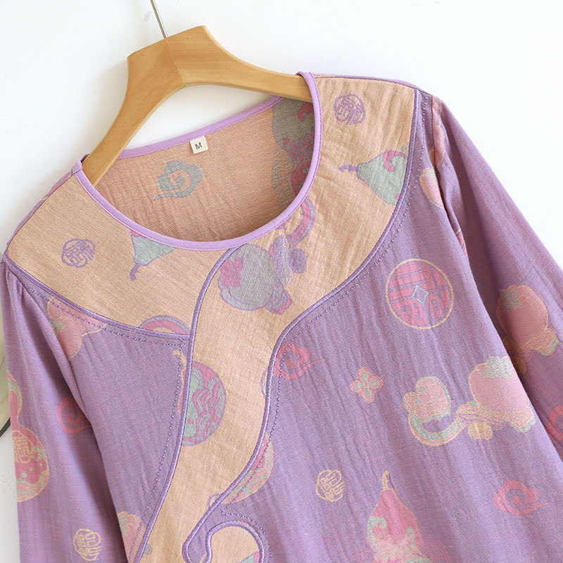 Camicia da notte ampia in garza di puro cotone color zucca - image 4