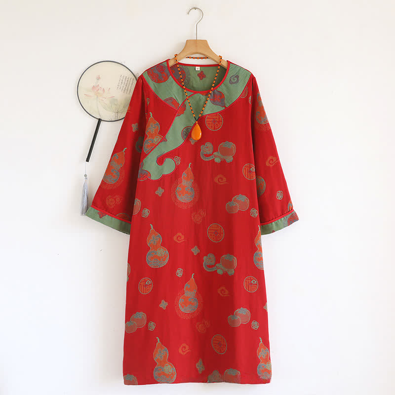 Camicia da notte ampia in garza di puro cotone color zucca - Rosso - XL - image 11