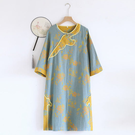 Camicia da notte ampia in garza di puro cotone floreale - XL - image 1