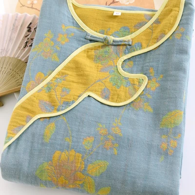 Camicia da notte ampia in garza di puro cotone floreale - image 2
