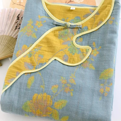 Camicia da notte ampia in garza di puro cotone floreale - image 2