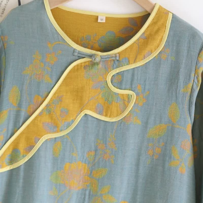Camicia da notte ampia in garza di puro cotone floreale - image 3