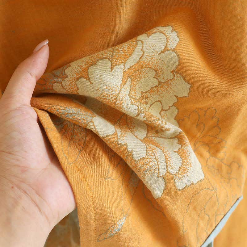 Pigiama in garza di cotone jacquard con farfalla e peonia - image 7