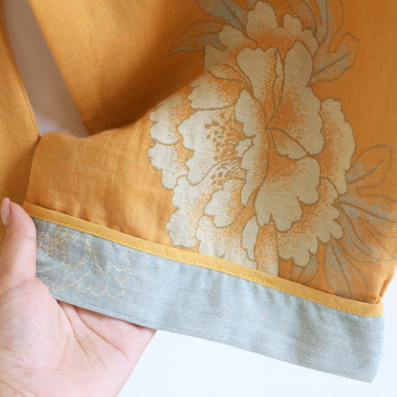 Pigiama in garza di cotone jacquard con farfalla e peonia - image 8