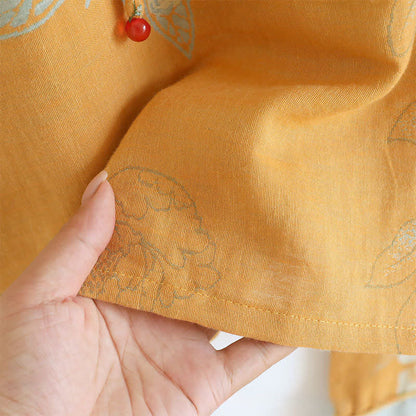 Pigiama in garza di cotone jacquard con farfalla e peonia - image 12