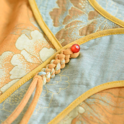 Pigiama in garza di cotone jacquard con farfalla e peonia - image 5