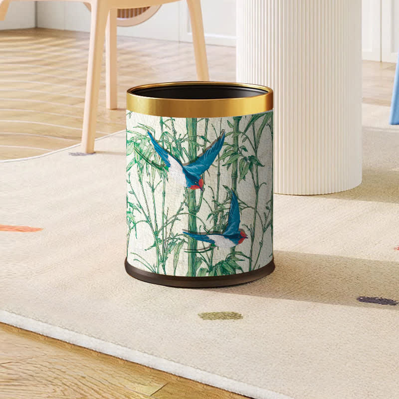 Cestino per la spazzatura in acciaio inossidabile Rural Bamboo Bird - Cerchio giallo standard - 22.5 x 22.5 x 26cm"A - image 1