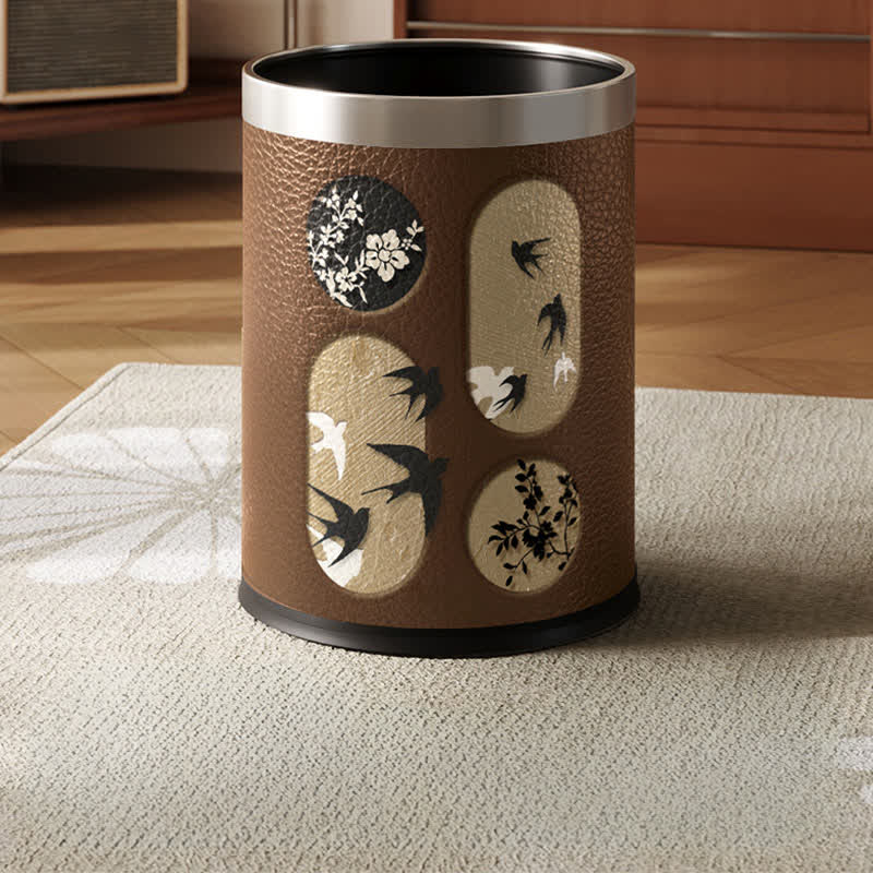 Cestino per la spazzatura rurale in acciaio inossidabile resistente e in pelle - B - Cerchio d'argento standard - 22.5 x 22.5 x 26cm"A - image 7