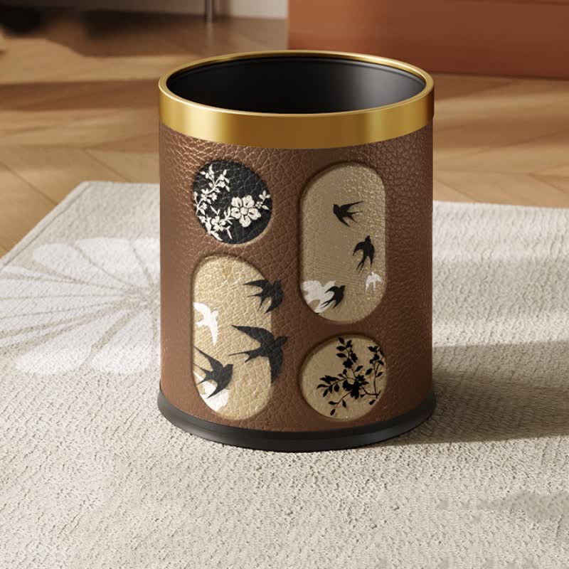 Cestino per la spazzatura rurale in acciaio inossidabile resistente e in pelle - B - Cerchio giallo standard - 22.5 x 22.5 x 26cm"A - image 8