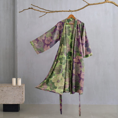 Kimono in garza di cotone color pesca - Viola - 2XL - image 0