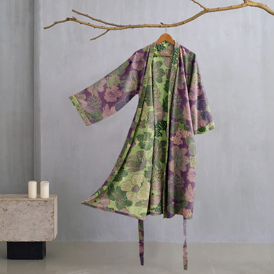 Kimono in garza di cotone color pesca - Viola - 2XL - image 0