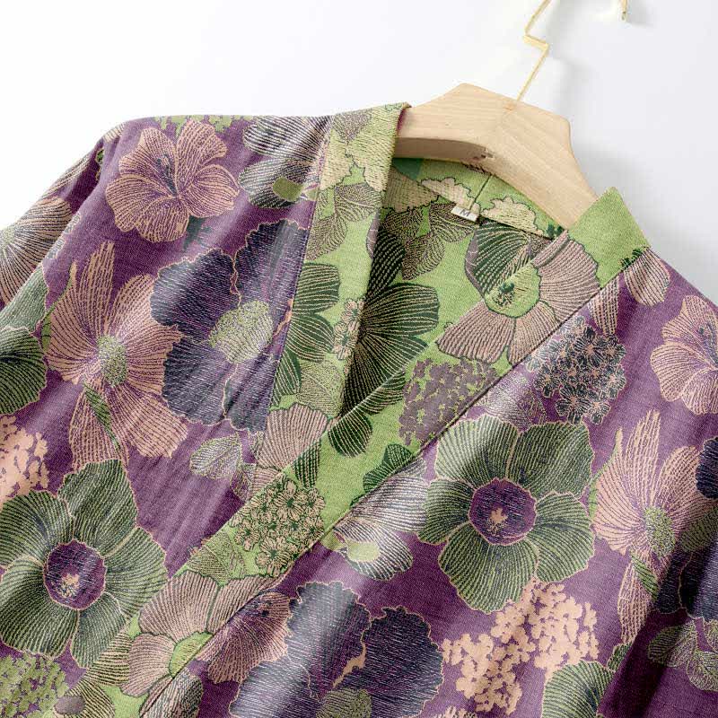 Kimono in garza di cotone color pesca - image 3