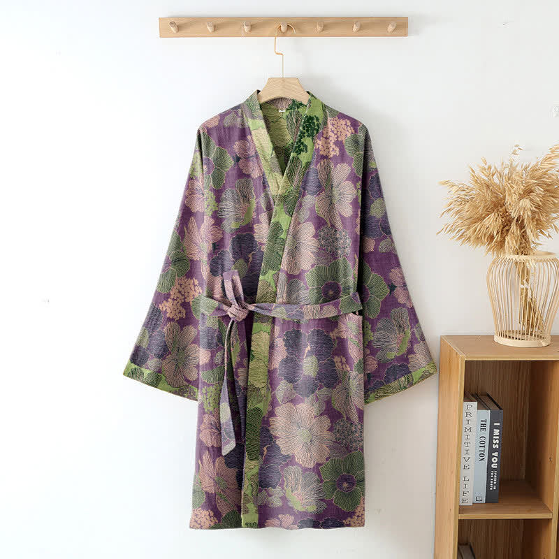 Kimono in garza di cotone color pesca - image 2