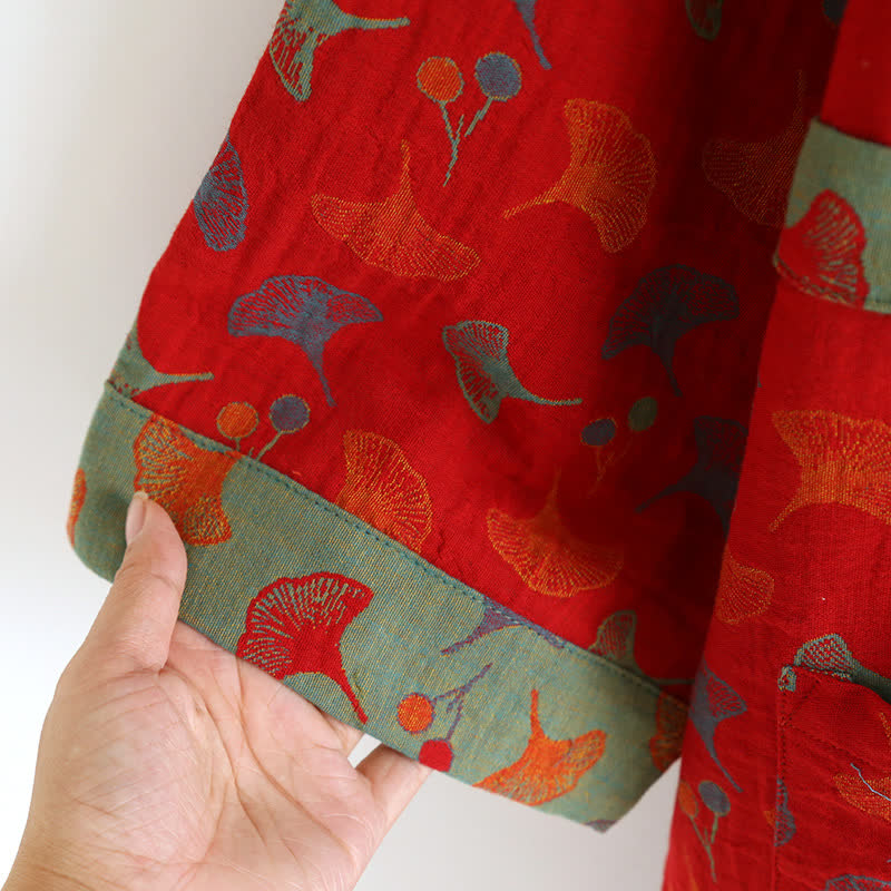 Kimono bicolore in garza di cotone ginkgo - image 11