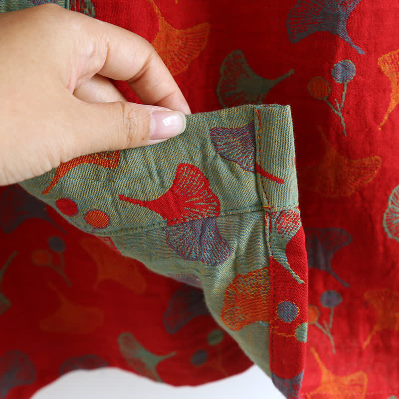 Kimono bicolore in garza di cotone ginkgo - image 15